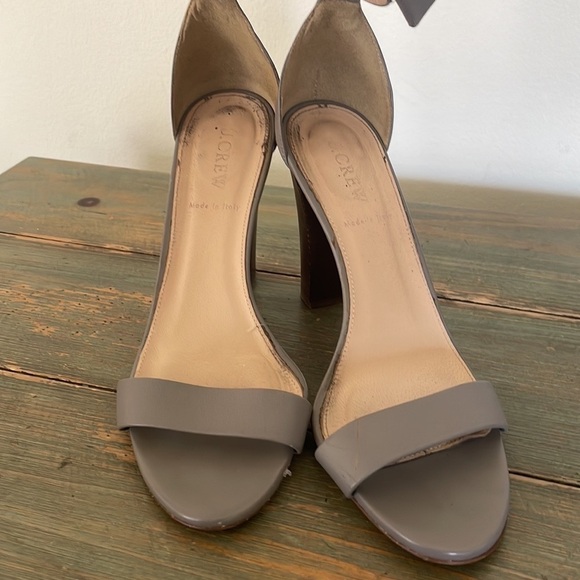 J. Crew Lanie Taupe Leather Heels Size 8.5 - Picture 9 of 9